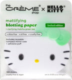 The Crème Shop x Hello Kitty Matcha Blotting Papers + Reusable Compact Mirror - Hello Kitty Collaboration for Oil Control and On-the-Go Touch-ups (Matcha Color Ribbon)