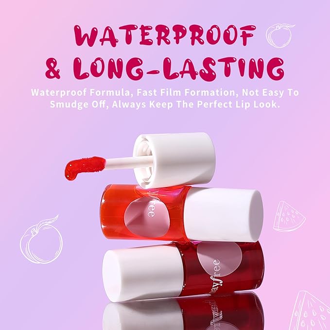 Lip Tint Stain, Long Lasting Korean Lip Stain Set, Non-sticky Waterproof Lightweight Lip and Cheek Tint, Moisturizing High Pigment Water Tint, Matte Finish Lip Tint