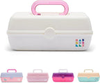 Caboodles Pretty in Petite Makeup Box, Hard Plastic Organizer Box, 2 Swivel Trays, Fashion Mirror, Secure Latch for Safe Travel
