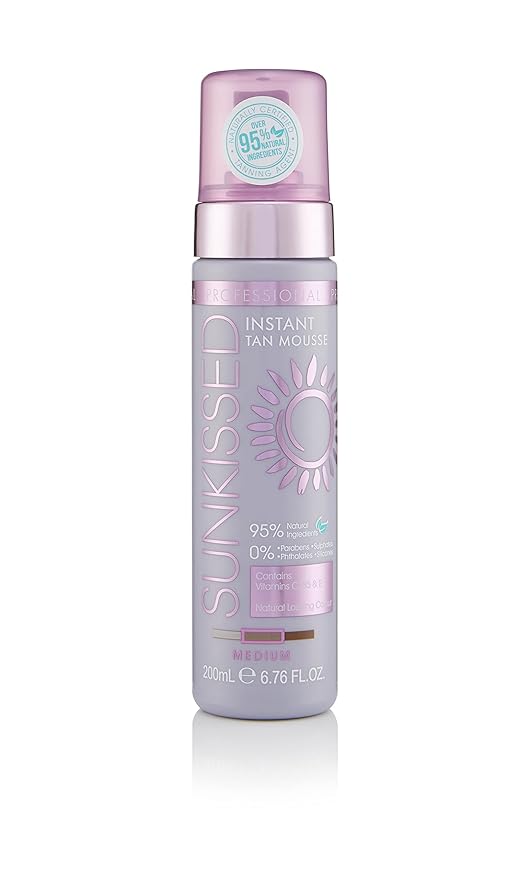 Sunkissed Professional Instant Self Tan Mousse Medium 200ml 95 Percent Natural