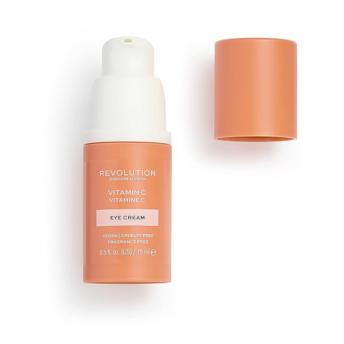 Revolution Skincare Vitamin C Brightening Eye Cream, Reduce Dark Circles, Illuminate & Hydrate The Under Eye,Vegan & Cruelty Free, 0.5fl.oz/15ml