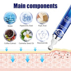 Caffeine Eye Cream with 360° Eye roller for Puffy Eyes -Under Eye Cream for Dark Circles and Puffiness - 5% Caffeine Eye Serum Reduce Wrinkles, Fine Lines and Under Eye Bags