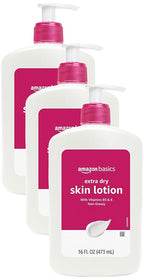 Amazon Basics Body Lotion for Extra-Dry Skin with Vitamins B5 & E, Clean Scent, 16 fl oz, Pack of 3 (Previously Solimo)
