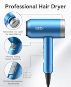 Hair Dryer, CONFU Hair Dryer with Diffuser, 21000PRM Professional Hairdryer, Portable Lightweight Fast Drying Negative Ionic Blow Dryer, Hair Diffuser for Curly Hair for Home Travel