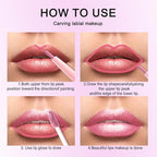 evpct Warm Pink Metallic Glitter Lip Liner and Lipstick Combo Set Long Lasting Waterproof, Metallic Shimmer Lip Gloss Stain Makeup for Women, Warm Pink Frosted Iridescent Glossy Liquid Lipstick 19