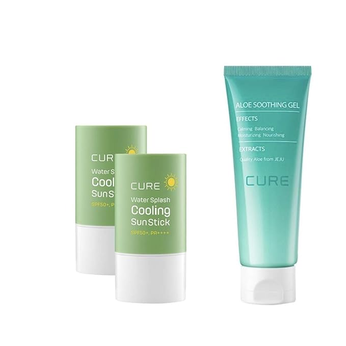 Kim Jeong Moon La Sense Loe Cure Water Splash Cooling Sun Stick 23g (Pack of 2) La Sense Loe Cure Aloe Gel 100ml (Total Pack of 3)