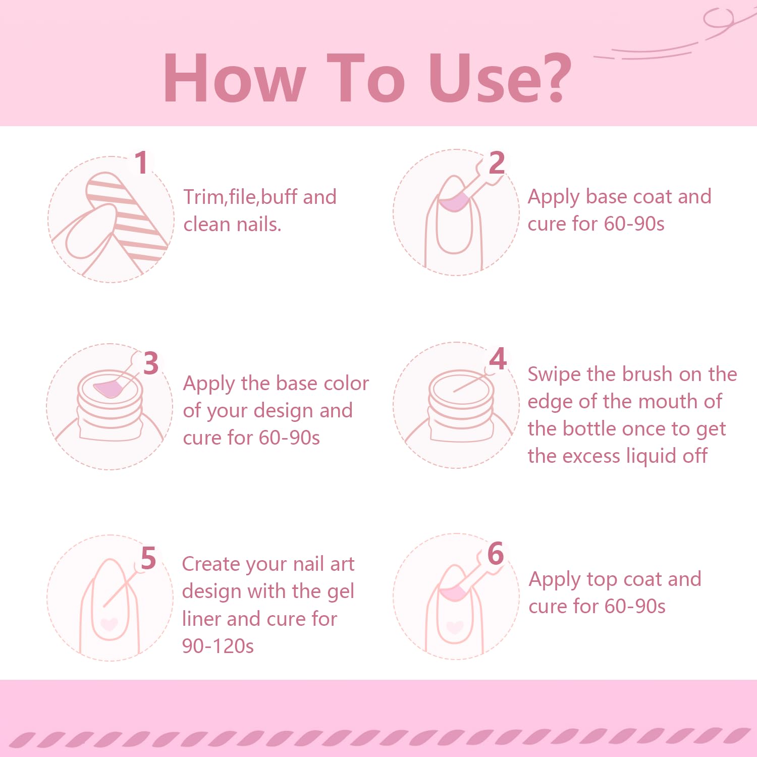 JODSONE Nail Art Gel Liner Set 10 Colors Glitter Purple Gold Green Gel Nail polish Need U V Lamp Cured with Thin Brush at Home Salon Design