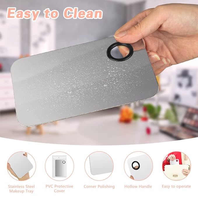 3PCS Makeup Mixing Palette, Stainless Steel Cosmetic Makeup