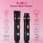 Electric Razors for Women, 5-in-1 Wet/Dry Bikini Trimmer with USB Charge Dock, Deluxe Facial Hair Removal, Wet/Dry Body Shaver for Nose Eyebrows Beard Underarm Leg Arm, IPX7 Waterproof (Black)
