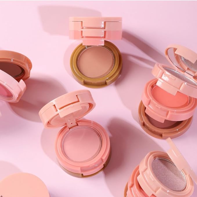 Makeup Eyeshadow Palettes, 3-in-1 Protable Multifunction Blush Highlighter Contour Palettes with 3 Trend Colors for Daily Natural Luster Makeup, Waterproof Long Lasting - 2 Pack #4