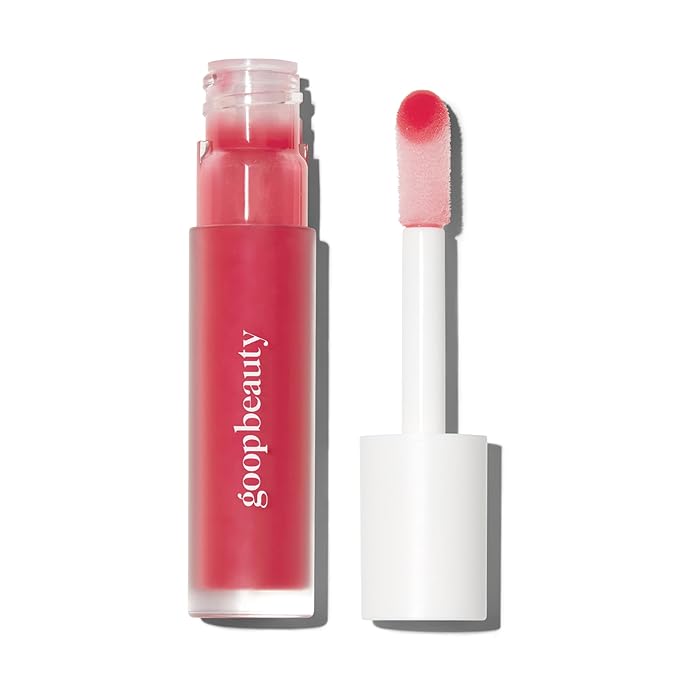 goop Beauty Hydra-Barrier Gel Gloss | Hydrating Lip Gloss to Moisturize & Plump Lips | Hyaluronic Acid & Vitamin E | Tulip - Sheer Hot Pink | 0.13 oz