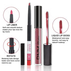 evpct 2Pcs Chestnut Mauve Rose Red Matte Lip Liner and Pencil Colorstay Lipstick Set Long Lasting Lipstick Set 24H and with Lip Liner labiales mate 24 horas originales matte larga duracion 24 28#