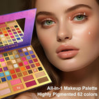 Large Eyeshadow Palette for Makeup Beginners, DE'LANCI Big Colorful All In One Makeup Palette for Stage Makeup, Blush Highlighter Contour Full Highly Pigmented Makeup Pallet Teen Holiday Gifts