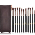 MSQ Eyeshadow Brushes 12pcs Eye Make Up Brush Set with Bag (PU Leather Pouch) Soft Synthetic Hairs for Eyeshadow, Eyebrow, Eyeliner, Blending, Best Gifts - Rose Gold