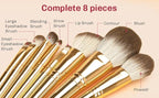 8pcs Gold Makeup Brush Set for All Skill Levels Easy Clean Soft Lint Free Brushes Travel Friendly Kit Foundation Powder Eyeshadow Blush Contour