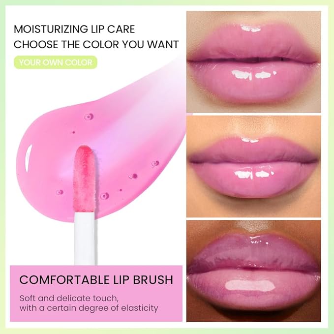 8 Colors Lip Oil Lip Glaze, Big Brush Glaze,