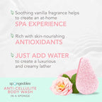 Spongeables Anti Cellulite Body Wash in a 20+ Wash Sponge, English Rose, 3 Count