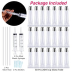 50PCS Lip Gloss Tubes 20ml Silver Cap Lip Gloss Containers Empty Lip Balm Tubes Refillable Cosmetic Squeeze Lipgloss Tubes + 2 x 20ml Syringes Tag Labels Stickers for DIY Lip Gloss Base Glitter