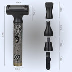 Electric Shaver for Men & Women, 2025 Wet Dry Cordless Razor with LED Display, Rechargeable Hair Remover with 4 Grooming Heads for Face, Body, Bikini, Nose, Legs and Eyebrows (Black)