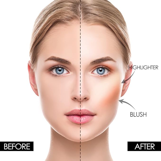 FOCALLURE Blush and Highlighter Palette,3 in 1 Makeup Powder Cruelty-Free Matte Blush,Shimmer Illuminator Highlighters for a Glowing Look,#02