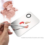 Makeup Palette, Stainless Steel Cosmetic Makeup Palette Professional Cosmetic Mixing Makeup Palette with Spatula Tool 6x4
