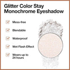 Monochrome Pressed Eyeshadow, Waterproof Neutral Powde Mini Shimmer Silver White Eyeshadow, sombras para ojos, Talc, Paraben & Cruelty Free (H02#Shimmer Silver White)