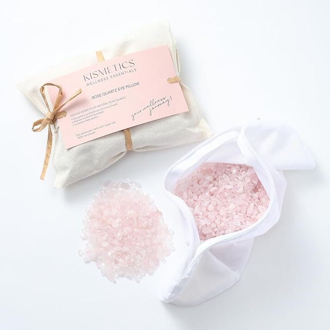 Natural Rose Quartz Weighted Eye Pillow for Relaxation, Sleeping, Yoga, SPA and Travelling, Cooling Eye Pillow, Reusable and Good Relaxation Gift for Women(Rose Quartz)