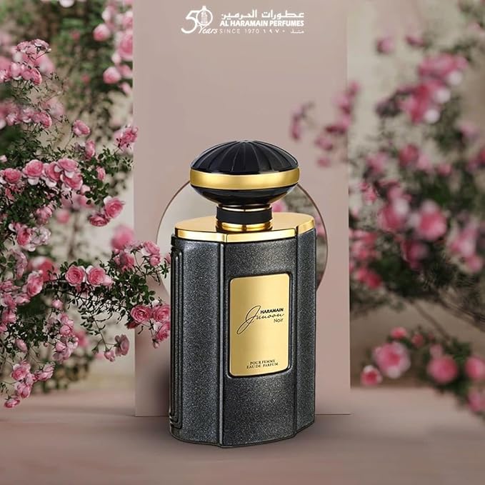 Al Haramain Junoon Noir - Arabian Perfume for Women - Floral Fragrance with Notes of Kumquat, Lime, Jasmine, Vanilla, Musk, Cedar - Arabic Long Lasting Femme Scent - Eau de Parfum - 2.5 oz EDP Spray