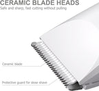 OLOV Electric Body Hair Trimmer - Groin Trimmer for Men - Bikini Trimmer Women - Wet/Dry Shaver Groomer, Replaceable Ceramic Blade Heads, USB Recharge Dock, Waterproof Hygiene Razor, White