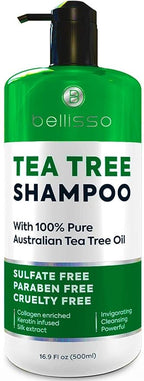 Tea Tree Oil Shampoo - Sulfate and Paraben Free with Collagen Keratin - Ideal for Women and Men with Oily Hair and Scalp Buildup - Anti Dandruff Treatment for Itchy, Dry Scalps – Salon Grade Products