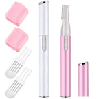 Chumia 2 Pcs Electric Eyebrow Trimmer Women Precision Face Razors Mini Shaver with Comb Christmas Women Gift Battery Operated Personal Epilator for Face Neck Fuzz Lips Leg(White, Pink)