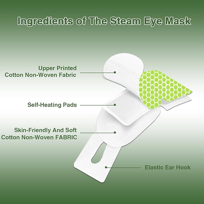 Steam Eye Masks for Dry Eyes, Heated Eye Mask Reduce Puffiness & Dark Circles, Hydrate & Soothe Tired Eyes, Travel Essentials, Business Trip, Party Favors, Green Tea 20 Packs