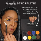 Mehron Makeup Paradise Makeup AQ 8 Color Basic Palette | Magnetic Refillable Body Paint & Face Paint Palette | Professional Water Activated Makeup for Costumes, SFX, Halloween, & Cosplay