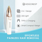 Rechargeable Eyebrow and Facial Hair Remover for Women - 2 in 1 Razor with Built-in LED Light for Painless Hair Removal