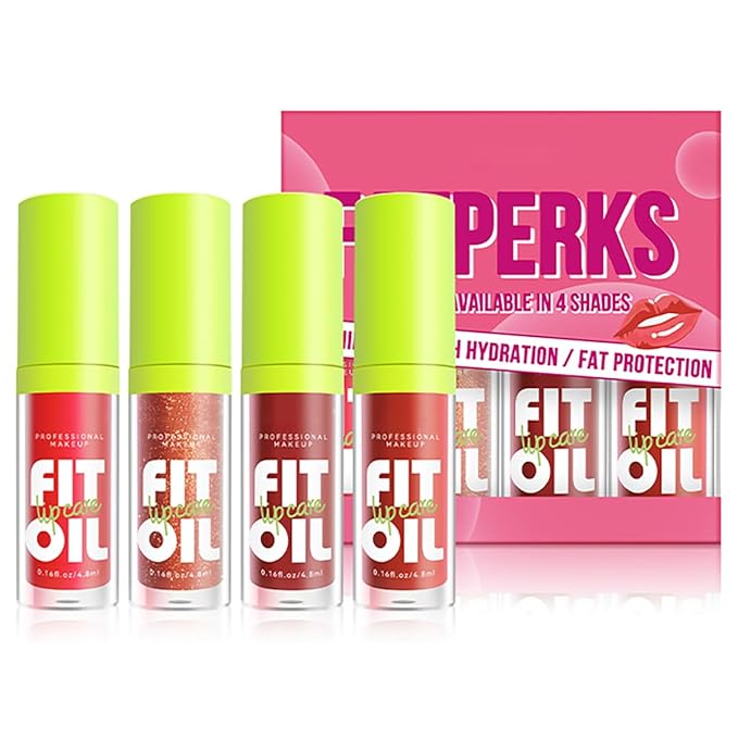 Hydrating Lip Oil, Big Brush Head Glaze Shiny Transparent Glow Oil, Nourishing & Non-sticky Long Lasting Fresh Clear Smooth Care Plumping Oil (Set B)
