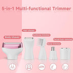RUIM Bikini Trimmer for Women, 5 in 1 Electric Razors for Shaving, Waterproof Rechargeable Pubic Hair Trimmer with LED Display, Pink