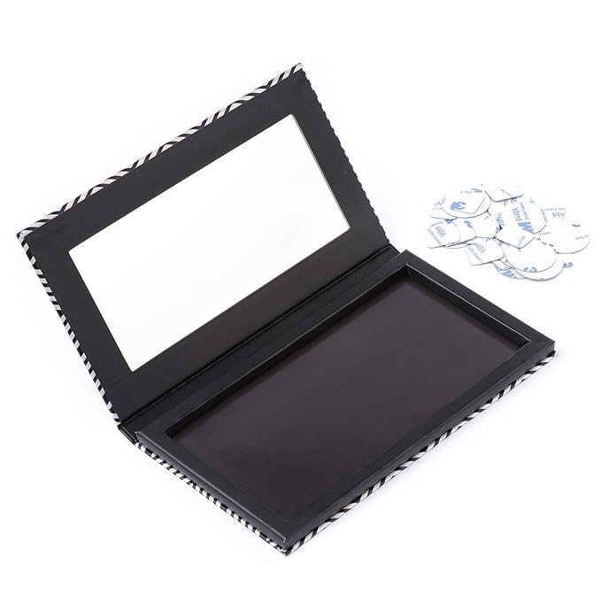 Magnetic Palette Black Empty Makeup Palette with Mirror and 20Pcs Adhesive Empty Palette Metal Stickers for Eyeshadow Lipstick Blush Powder