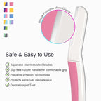 Face Razors for Women, Reusable Handle with 19 Microblades, Dermaplane Razor for Women Face, Eyebrow & Facial Razors, Peach Fuzz Remover, Gentle Exfoliating, for Sensitive Skin (Pearl Blush)