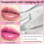 Magic Color Changing Lip Oil,Clear to Pink Moisturizing Magic