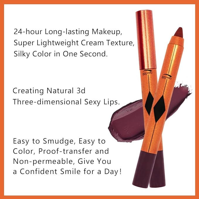 Deep Purple Red Lip Liner Pencil, Smooth Matte Lipstick Crayon with Lip Pencil Sharpener for Women, Velvet Smudge Proof Smudgeproof Waterproof No Transfer Makeup Forever Lipliner 512#