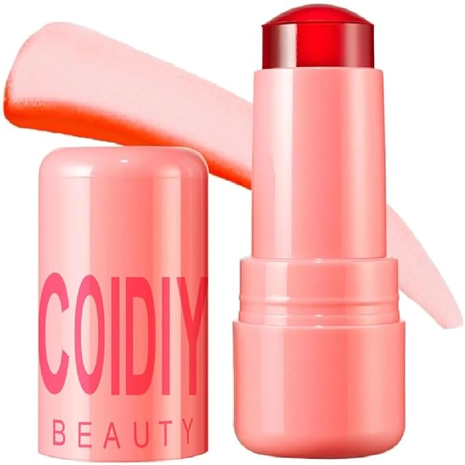 Milk Cooling Water Jelly Tint Blush,Milk Jelly Tint Sheer Lip & Cheek Stain Jelly Blush Stick. (Coral)