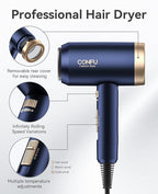 Hair Dryers for Women, CONFU Hair Dryer with Diffuser, Blow Dryers for Men, Hairdryer with Diffuser Attachment, Portable Lightweight Fast Drying Negative Ion Hairdryer for Home