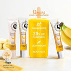 ROSÉE & CO Rosee Lip Gloss Vegan & Cruelty Free Treatment, Professional Make up, Long Lasting Glossy with Shea Butter, Moisturize, Protect & Smooth, High Shine, Non-Sticky (s. Sweet Banana, 0.5)