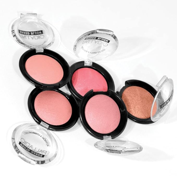 Palladio Baked Blush, Highly Pigmented Shimmery Formula, Easy to Blend & Highly Buildable, Apply Dry for a Natural Glow or Wet for a Dramatic Luminous Look, Long Lasting for All day Wear, Cho-Au-Lait