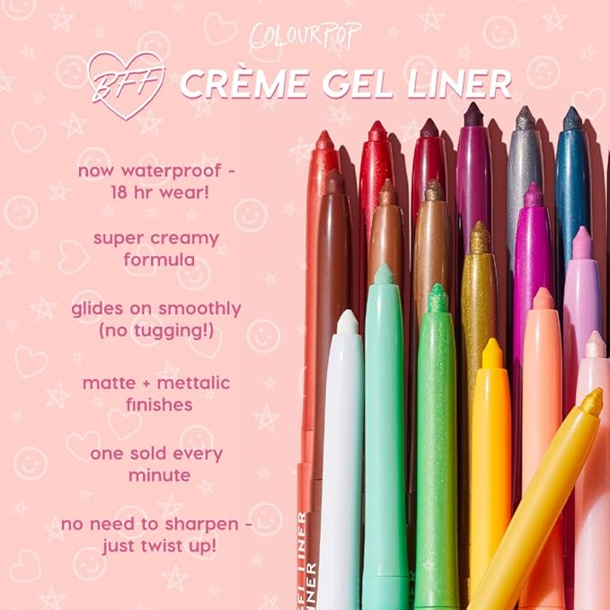 ColourPop Crème Gel Waterproof Eyeliner - 18HR Wear, Ultra-Pigmented Eyeliner Pencil with Matte & Metallic Finishes - Smudge-Proof, Vegan & Cruelty-Free - Exit (0.01 oz)