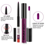 evpct 2Pcs Purple Matte Liquid Lipstick Lip Gloss Stain and Retractable Lip Liner Makeup Set for Women Long Lasting Waterproof 24 Hours Permanent Lipstick labial mate larga duracion 24 52#
