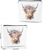 Western cosmetic bag highland cow
