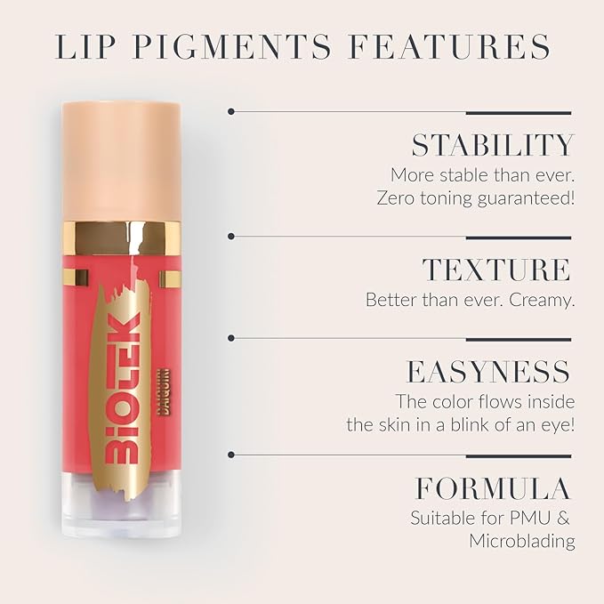 Biotek Lip Pigment for Permanent Makeup - Bright Coral Color for Lip - Made in Italy - Daiquiri 0,61 fl.oz.