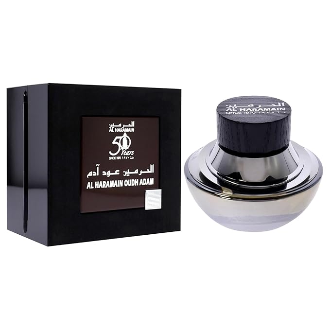 Al Haramain Oudh Adam Eau De Parfum Spray for Unisex - Arabian Perfume for Women and Men - Long Lasting Fragrance with Notes of Saffron, Lavender, Patcholi & Musk - Arabic Cologne - 2.5 oz EDP Spray