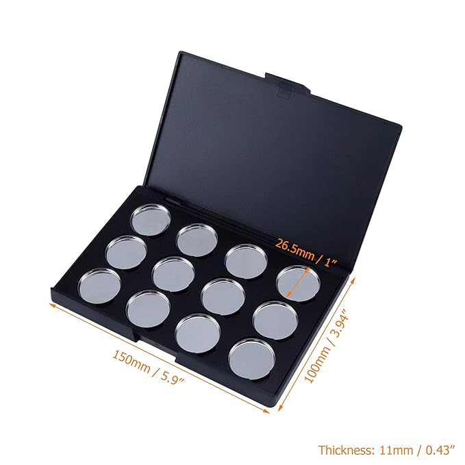 Empty Magnetic Eyeshadow Palette Eyeshadow Case DIY Makeup Palette Makeup Container Organizer, Fit 26mm Round Metal Pans (12 Grids)